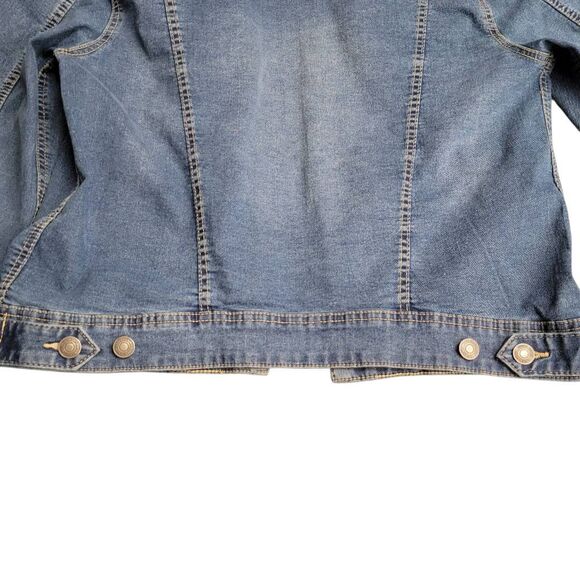 Laura Scott Lightweight Medium Blue Denim Stretchy Jean Jacket - Picture 7 of 12